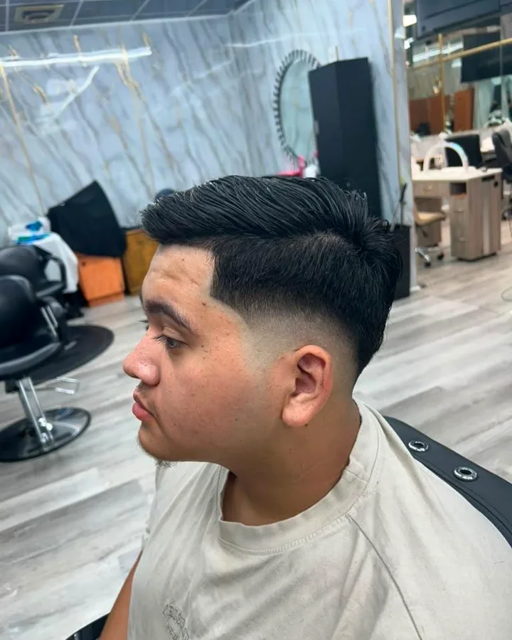 Men's fade and styled haircut